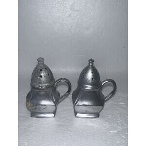 ANTIQUE SALT & PEPPER SHAKERS SOLID PEWTER 1010 NS CO. 2 1/2” S&P